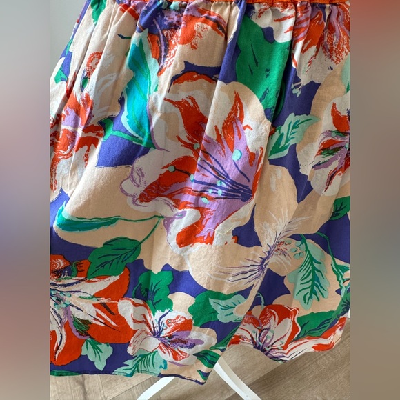 Flying Tomato Vibrant Orange and Purple Floral Print Lined Skirt - Picture 2 of 7